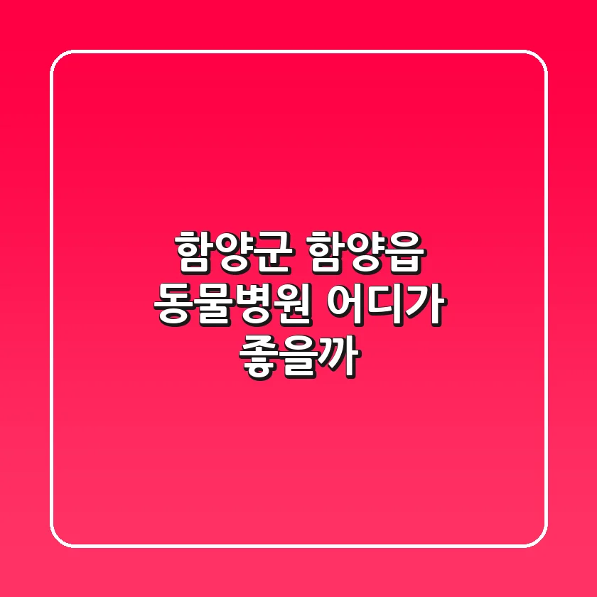 함양군 함양읍 동물병원, 어디가 좋을까?
