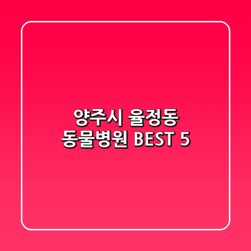 양주시 율정동 동물병원 BEST 5