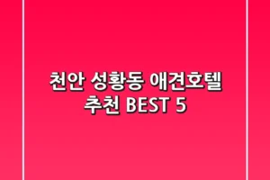 천안 성황동 애견호텔 추천 BEST 5