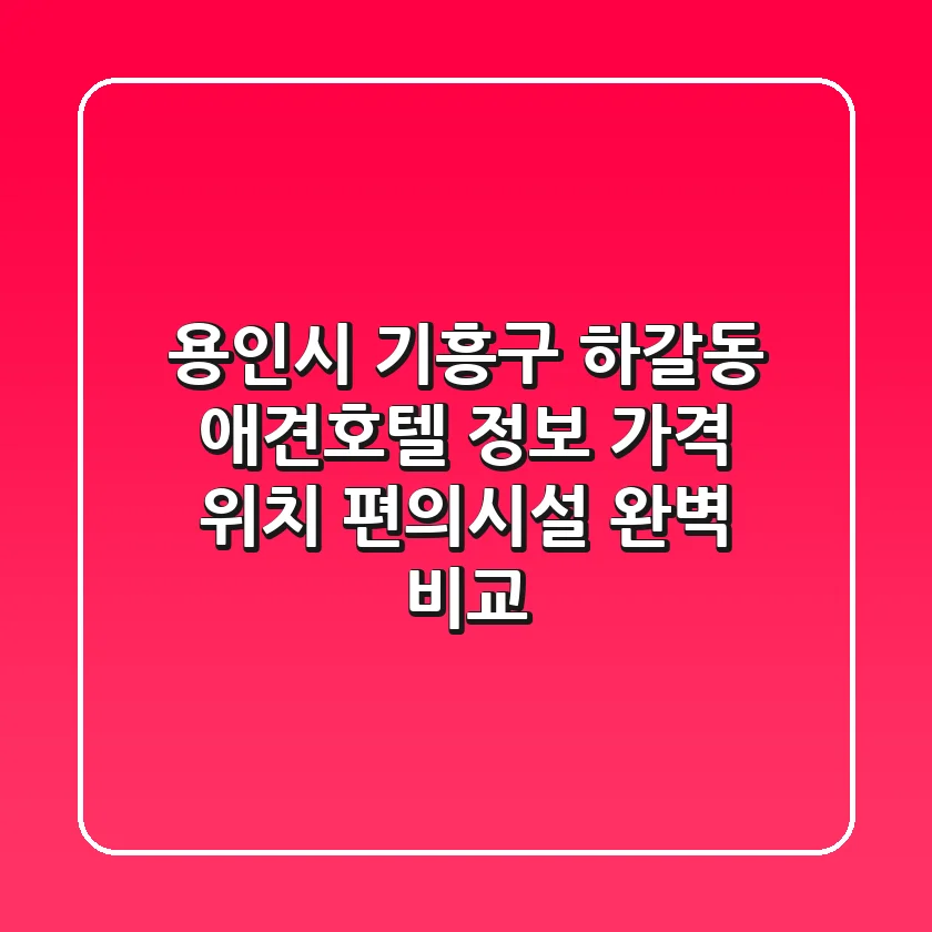 용인시 기흥구 하갈동 애견호텔 정보: 가격, 위치, 편의시설 완벽 비교