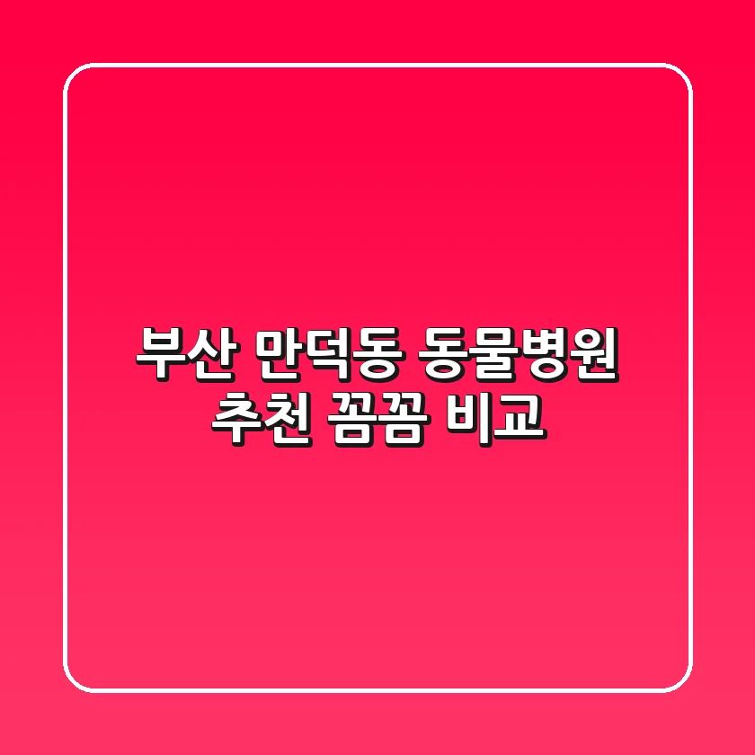 부산 만덕동 동물병원 추천 : 꼼꼼 비교!