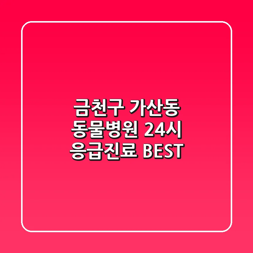 금천구 가산동 동물병원 : 24시 응급진료 BEST
