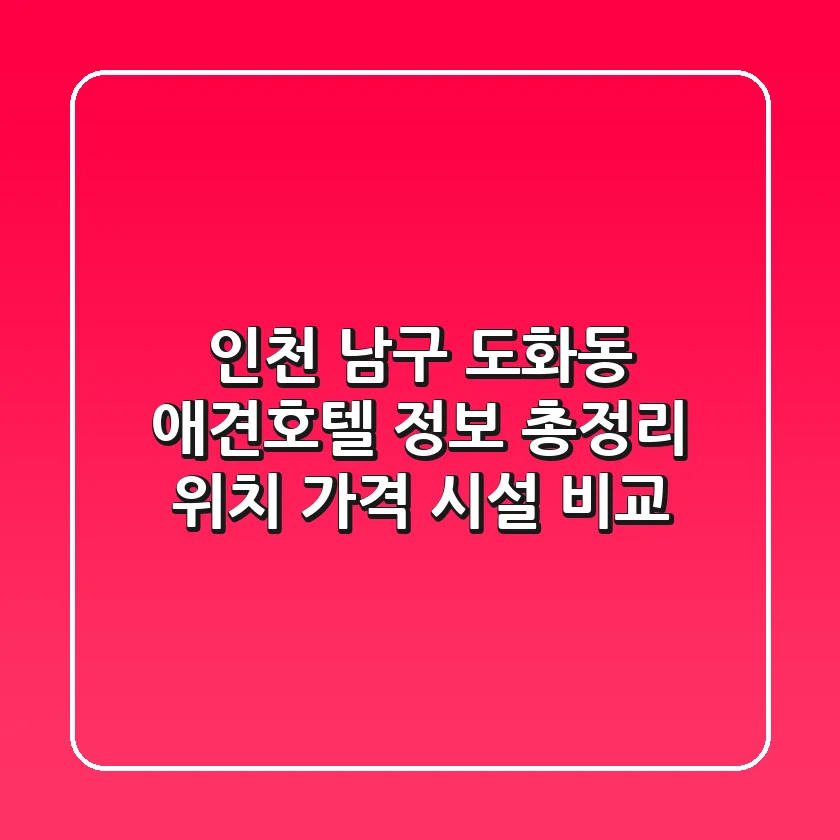 인천 남구 도화동 애견호텔 정보 총정리 - 위치, 가격, 시설 비교