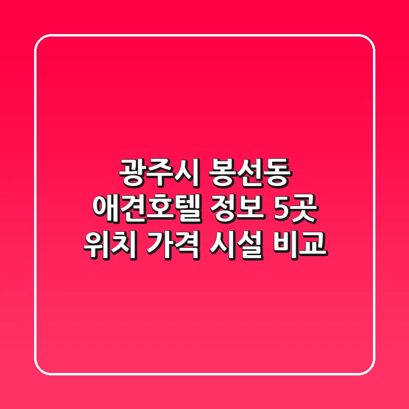 광주시 봉선동 애견호텔 정보: 5곳 위치, 가격, 시설 비교