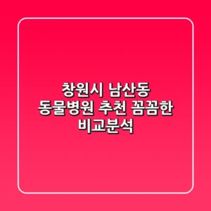 창원시 남산동 동물병원 추천: 꼼꼼한 비교분석