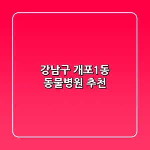 강남구 개포1동 동물병원 추천
