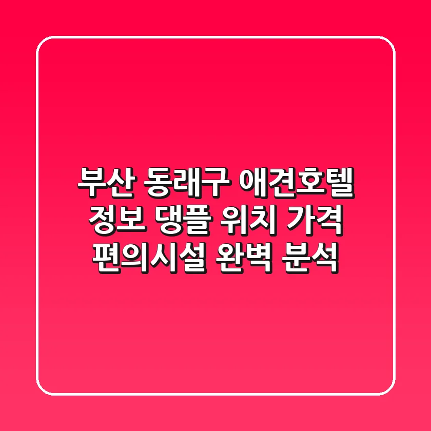 부산 동래구 애견호텔 정보: 댕플 위치, 가격, 편의시설 완벽 분석