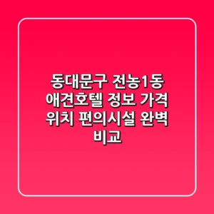 동대문구 전농1동 애견호텔 정보: 가격, 위치, 편의시설 완벽 비교