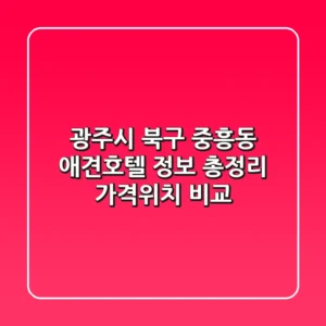 광주시 북구 중흥동 애견호텔 정보 총정리 - 가격/위치 비교