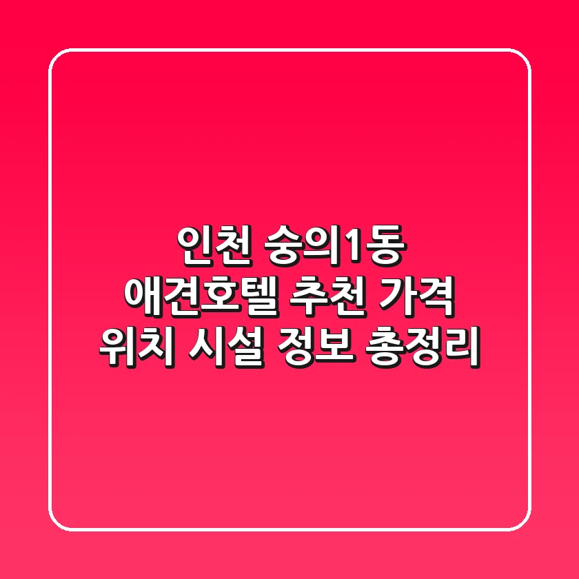 인천 숭의1동 애견호텔 추천 - 가격, 위치, 시설 정보 총정리