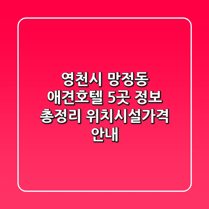 영천시 망정동 애견호텔 5곳 정보 총정리 - 위치/시설/가격 안내