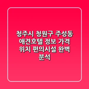 청주시 청원구 주성동 애견호텔 정보: 가격, 위치, 편의시설 완벽 분석