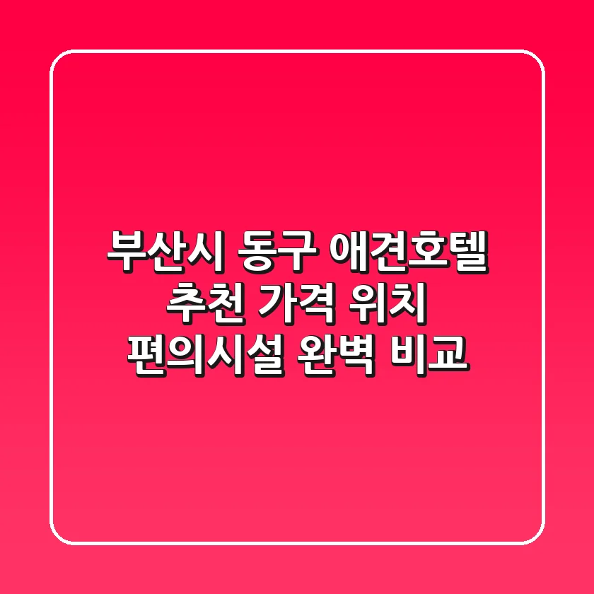 부산시 동구 애견호텔 추천 - 가격, 위치, 편의시설 완벽 비교