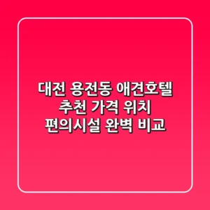 대전 용전동 애견호텔 추천: 가격, 위치, 편의시설 완벽 비교