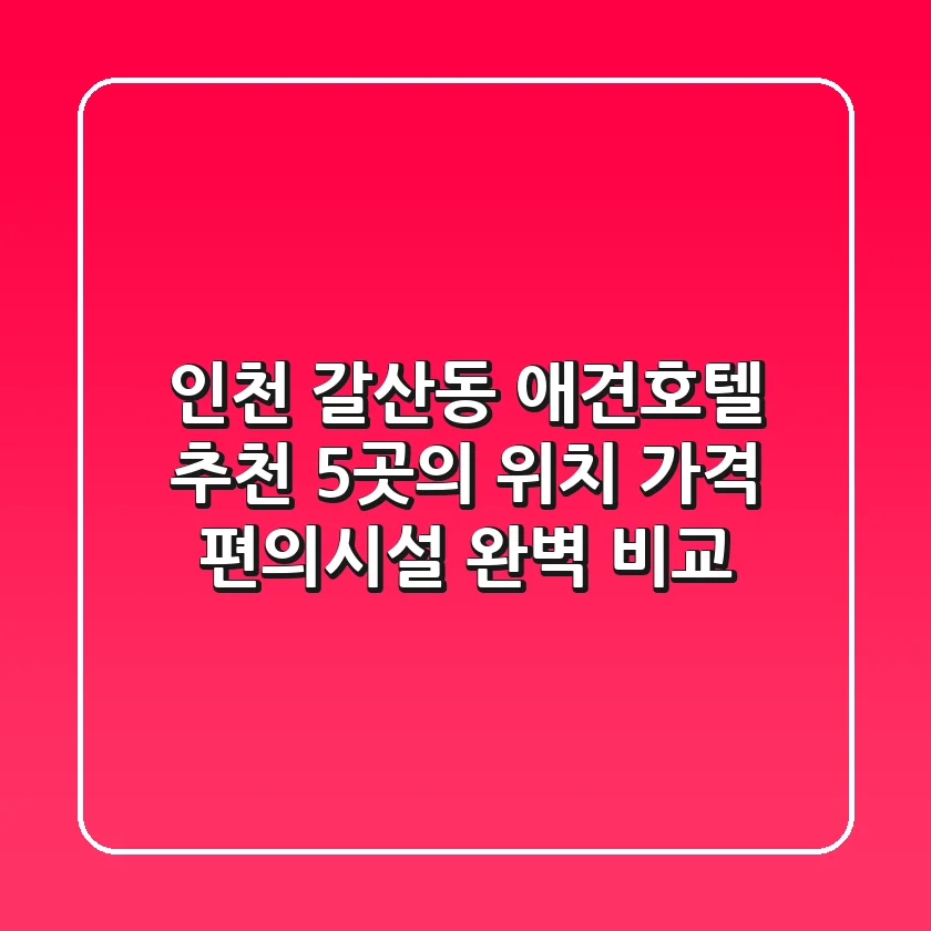 인천 갈산동 애견호텔 추천: 5곳의 위치, 가격, 편의시설 완벽 비교
