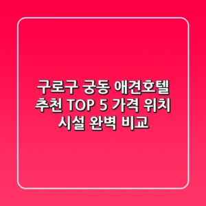 구로구 궁동 애견호텔 추천 TOP 5 - 가격, 위치, 시설 완벽 비교