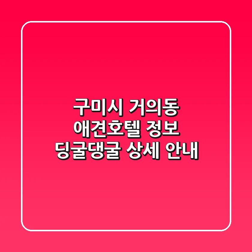 구미시 거의동 애견호텔 정보 - 딩굴댕굴 상세 안내