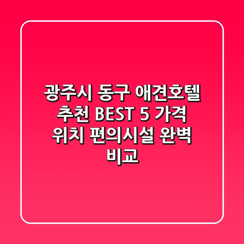 광주시 동구 애견호텔 추천 BEST 5 - 가격, 위치, 편의시설 완벽 비교