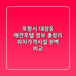 포항시 대잠동 애견호텔 정보 총정리 - 위치/가격/시설 완벽 비교
