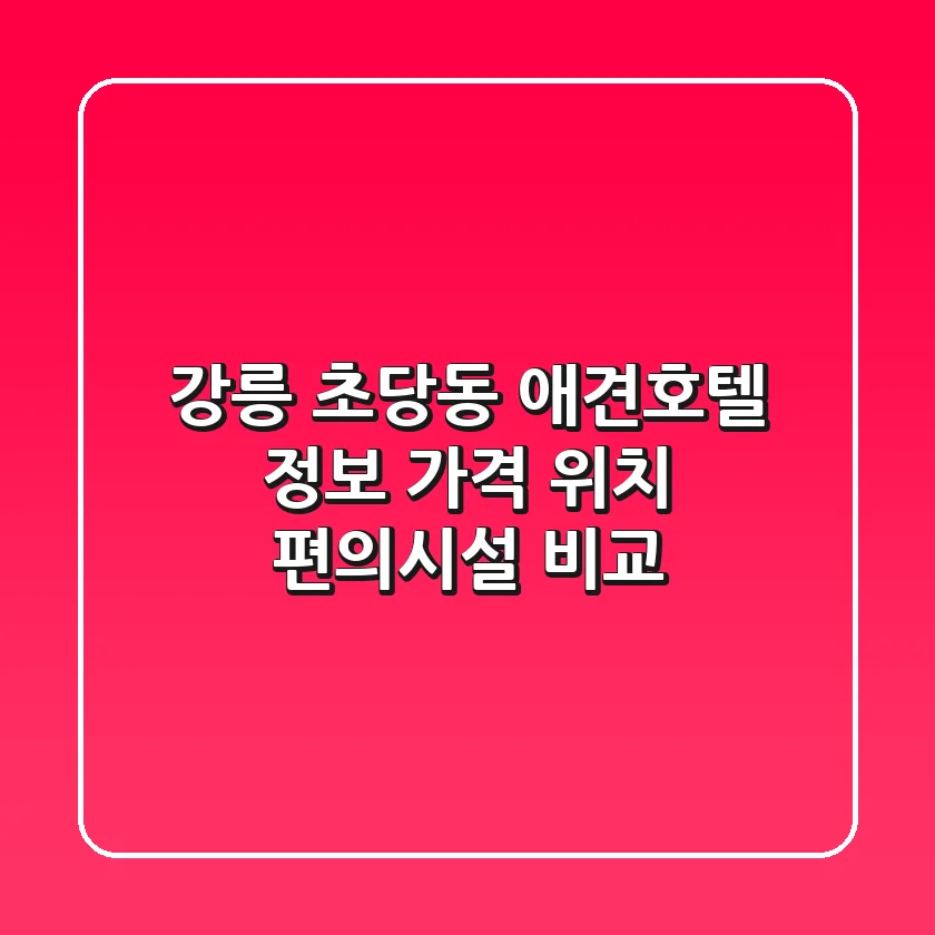 강릉 초당동 애견호텔 정보 - 가격, 위치, 편의시설 비교