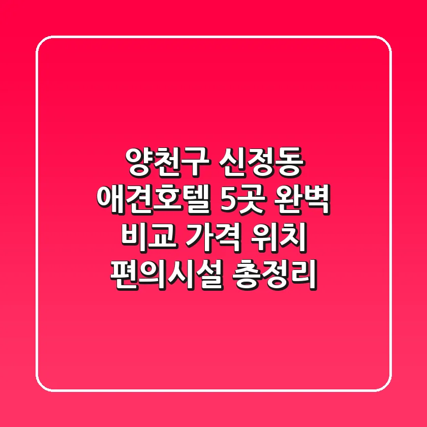 양천구 신정동 애견호텔 5곳 완벽 비교: 가격, 위치, 편의시설 총정리