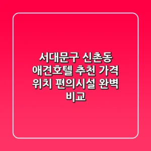 서대문구 신촌동 애견호텔 추천: 가격, 위치, 편의시설 완벽 비교