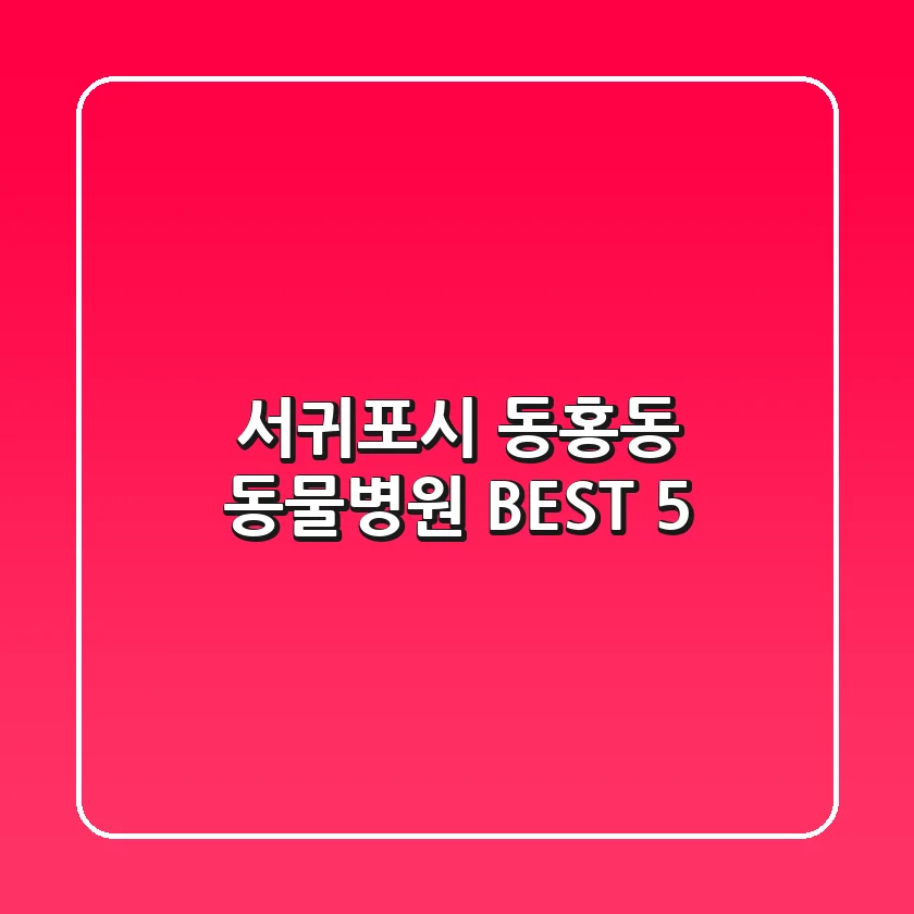서귀포시 동홍동 동물병원 BEST 5