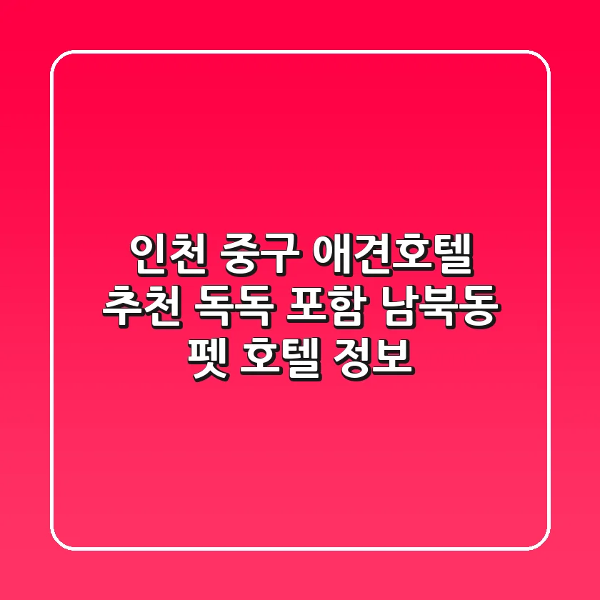 인천 중구 애견호텔 추천: 독독 포함 남북동 펫 호텔 정보