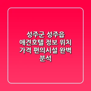 성주군 성주읍 애견호텔 정보: 위치, 가격, 편의시설 완벽 분석