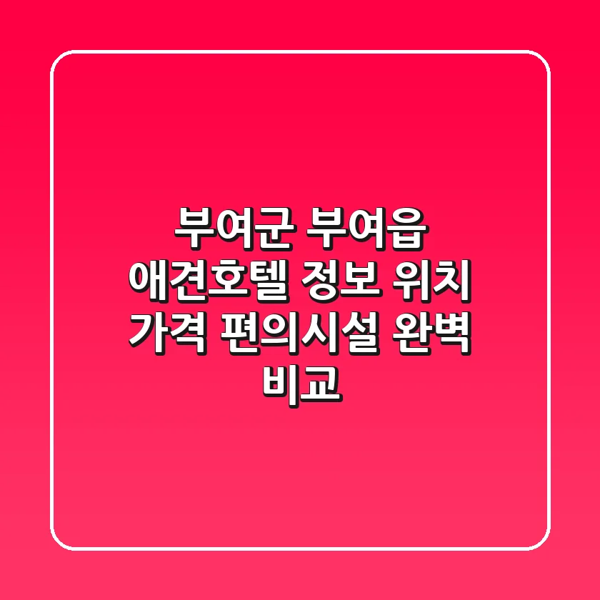 부여군 부여읍 애견호텔 정보: 위치, 가격, 편의시설 완벽 비교