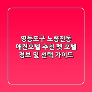 영등포구 노량진동 애견호텔 추천 - 펫 호텔 정보 및 선택 가이드