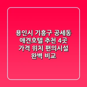 용인시 기흥구 공세동 애견호텔 추천 4곳 - 가격, 위치, 편의시설 완벽 비교