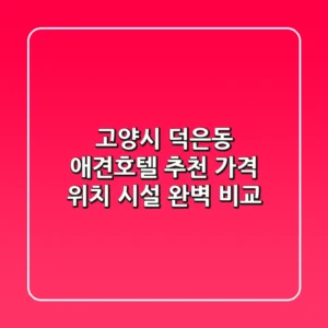 고양시 덕은동 애견호텔 추천: 가격, 위치, 시설 완벽 비교