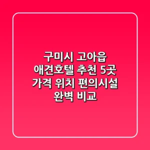 구미시 고아읍 애견호텔 추천 5곳 - 가격, 위치, 편의시설 완벽 비교
