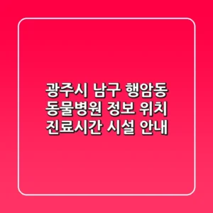 광주시 남구 행암동 동물병원 정보: 위치, 진료시간, 시설 안내