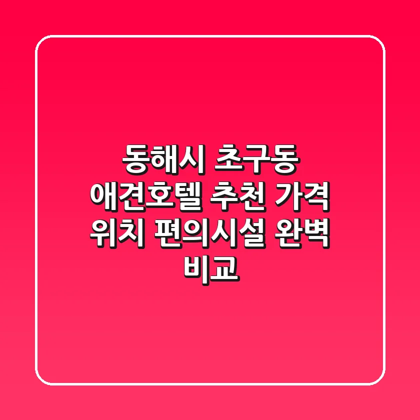 동해시 초구동 애견호텔 추천 - 가격, 위치, 편의시설 완벽 비교