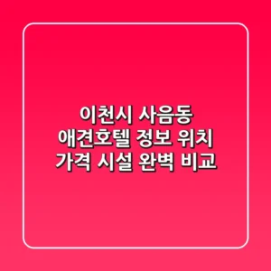 이천시 사음동 애견호텔 정보: 위치, 가격, 시설 완벽 비교