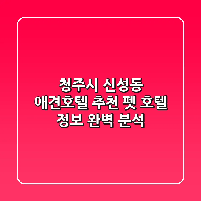 청주시 신성동 애견호텔 추천: 펫 호텔 정보 완벽 분석