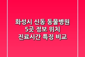 화성시 신동 동물병원 5곳 정보 – 위치, 진료시간, 특징 비교