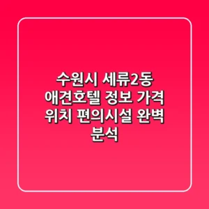 수원시 세류2동 애견호텔 정보: 가격, 위치, 편의시설 완벽 분석
