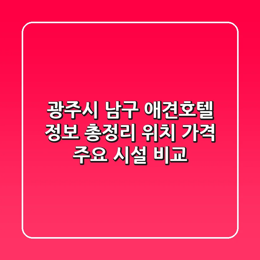 광주시 남구 애견호텔 정보 총정리 - 위치, 가격, 주요 시설 비교