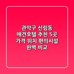 관악구 신림동 애견호텔 추천 5곳 - 가격, 위치, 편의시설 완벽 비교