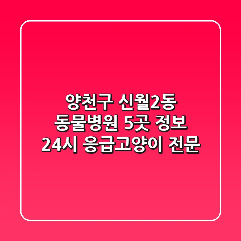 양천구 신월2동 동물병원 5곳 정보 - 24시 응급/고양이 전문
