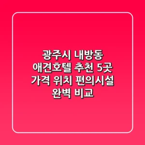 광주시 내방동 애견호텔 추천 5곳 - 가격, 위치, 편의시설 완벽 비교