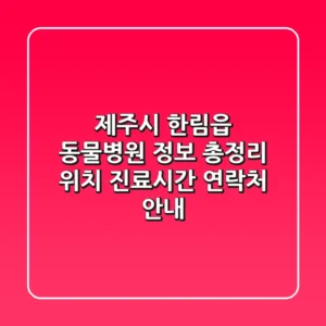 제주시 한림읍 동물병원 정보 총정리 - 위치, 진료시간, 연락처 안내