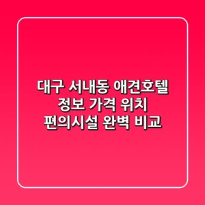 대구 서내동 애견호텔 정보: 가격, 위치, 편의시설 완벽 비교