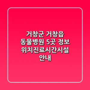 거창군 거창읍 동물병원 5곳 정보 - 위치/진료시간/시설 안내