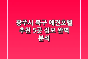 광주시 북구 애견호텔 추천: 5곳 정보 완벽 분석