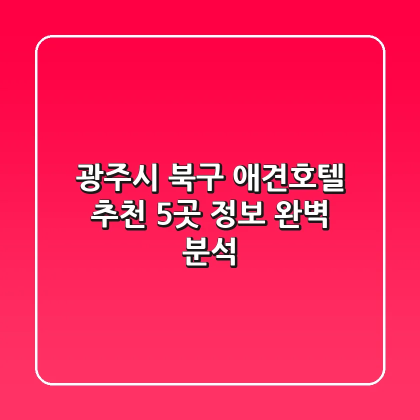광주시 북구 애견호텔 추천: 5곳 정보 완벽 분석