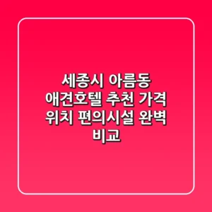 세종시 아름동 애견호텔 추천 | 가격, 위치, 편의시설 완벽 비교